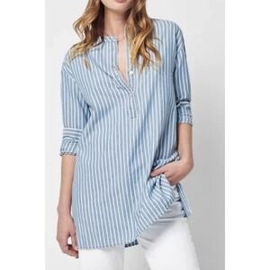 Faherty Palm Beach Tunic Indigo Stripe Women's Sz Small Hamptons